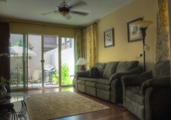 Гостиная, за стеклом просматривается небольшой дворик Гостиная, за стеклом просматривается небольшой дворик